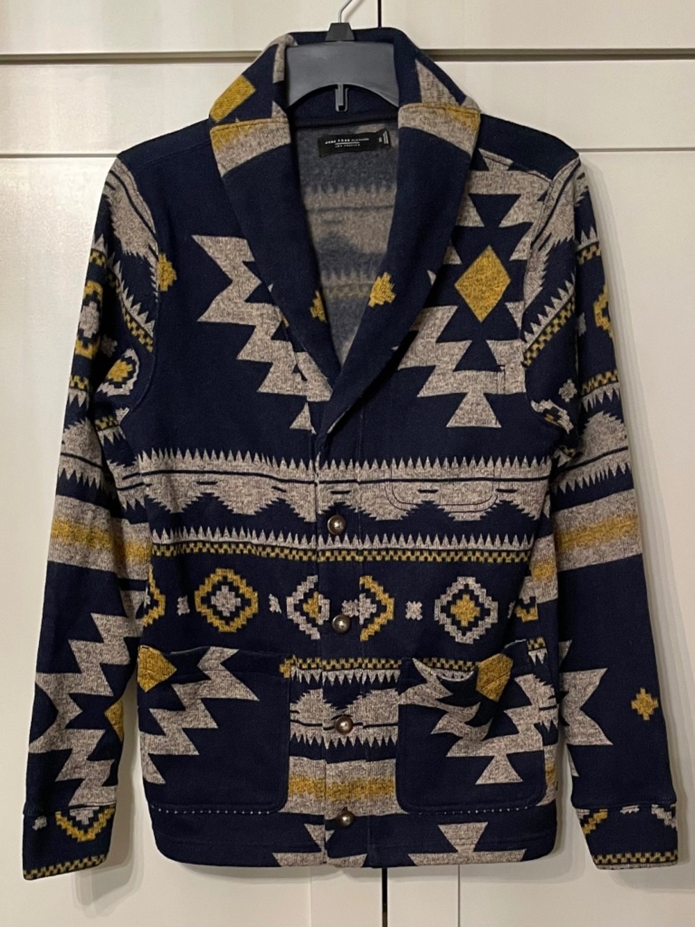 Junk Food Clothing SW Aztec Print Cardigan Sweater Jacket Shawl Collar Sz XS
